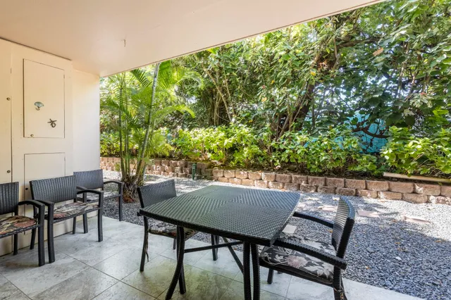 a view of an outdoor seating area