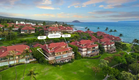 an aerial view of a house with a garden and lake view
