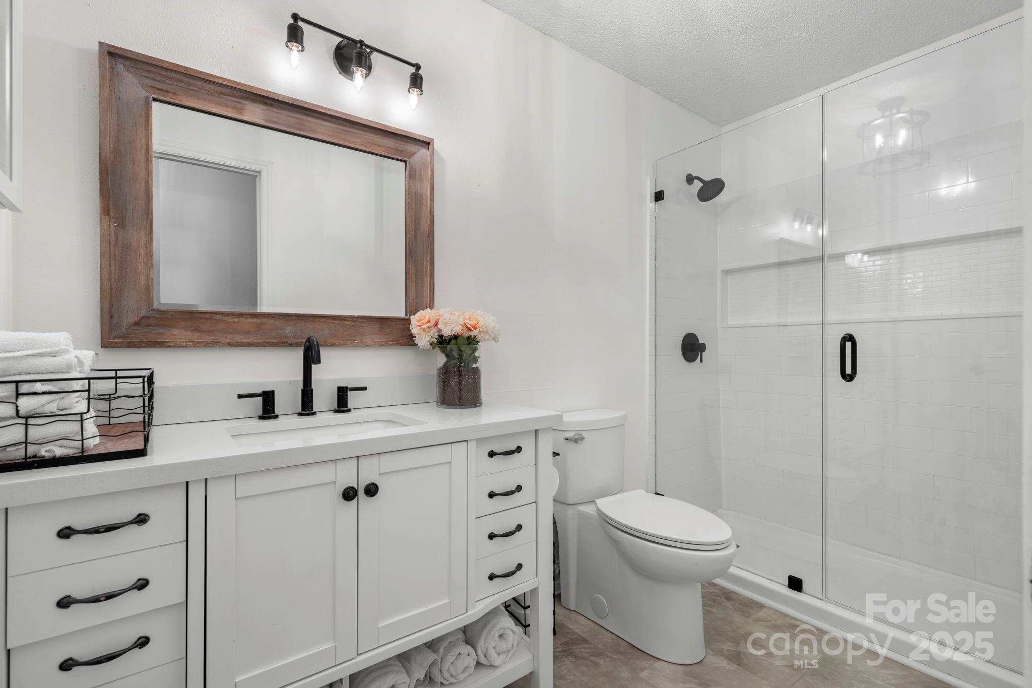20 Meandering Way Granite Falls, NC 28630 - Photo 33 of 39 a bathroom with a toilet sink vanity and mirror
