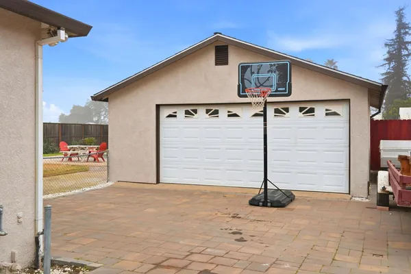a view of a house with a garage