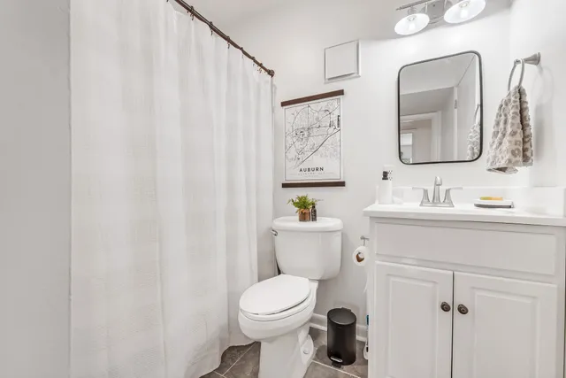a bathroom with a toilet a sink and a mirror