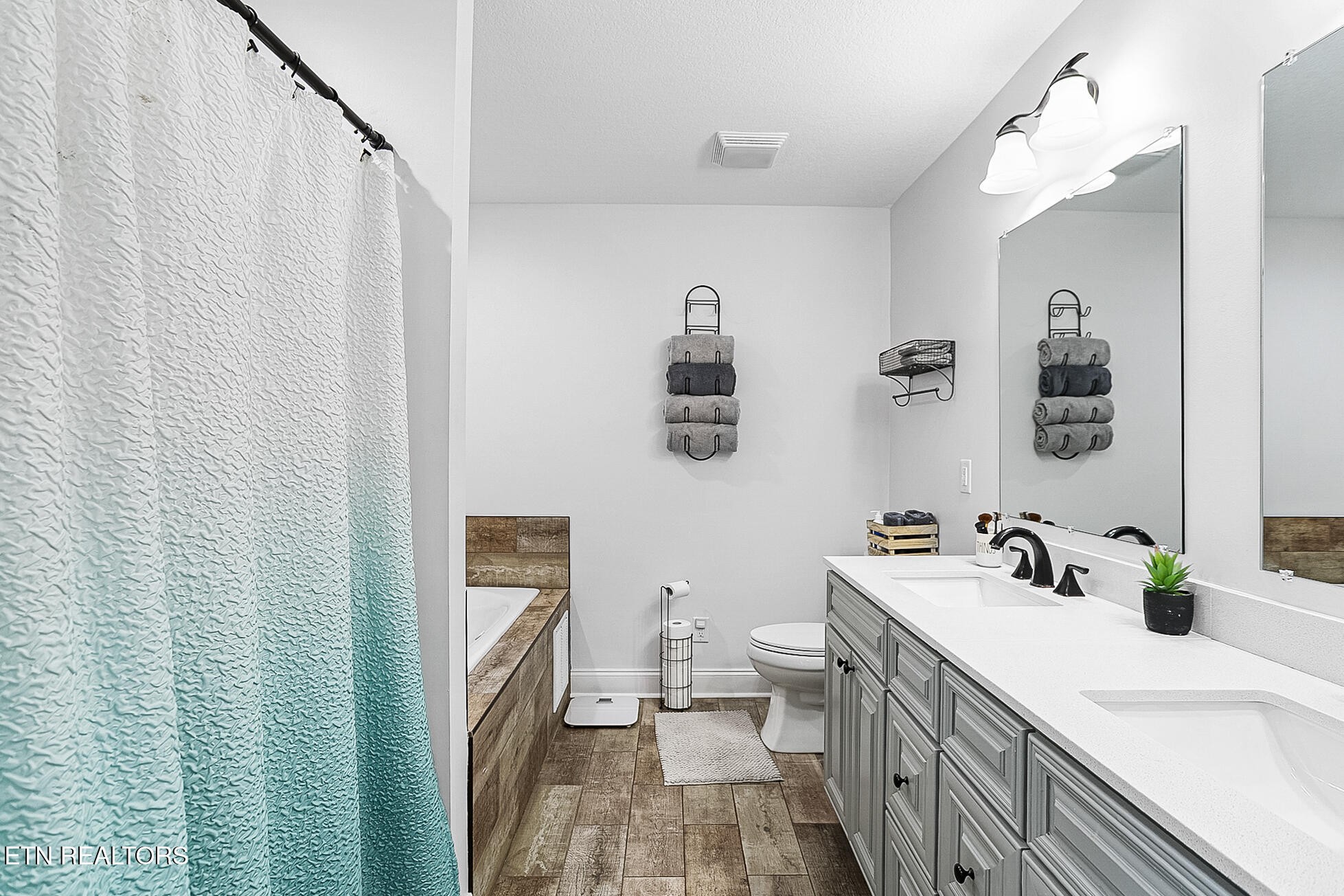 437 Covenant Way Seymour, TN 37865 - Photo 18 of 41 a bathroom with a sink a toilet and shower curtain