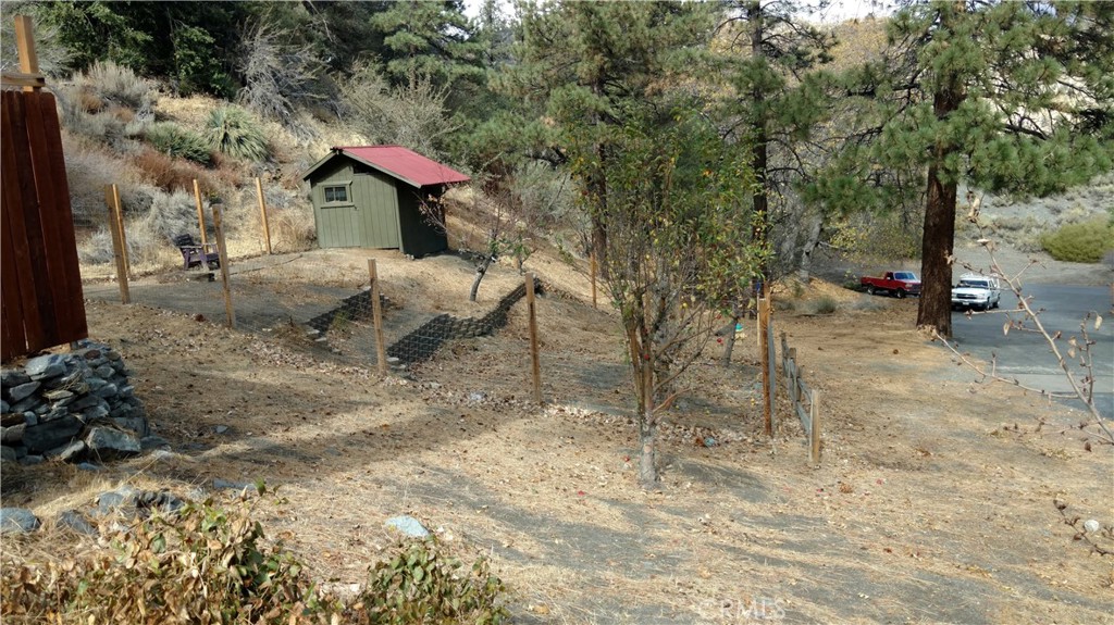 1792 Ash Road Wrightwood, CA 92397 - Photo 15 of 51 a front view of a house with a yard and covered with trees