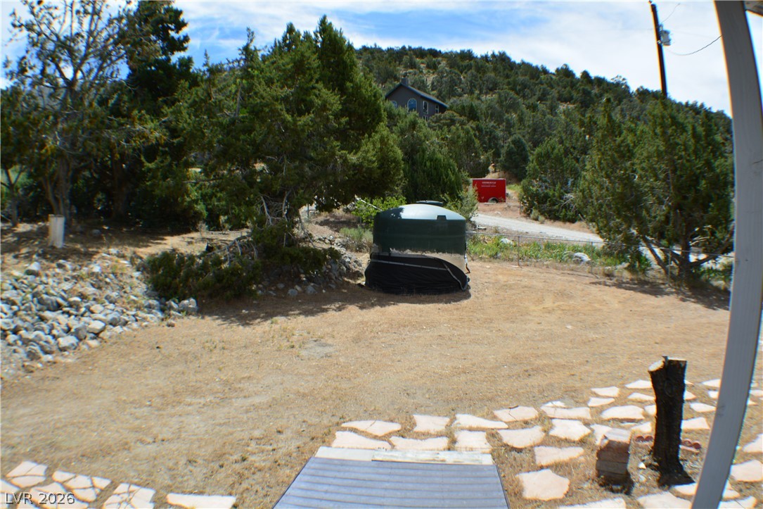 1321 Trout Canyon Road Las Vegas, NV 89124 - Photo 3 of 50 A secluded hillside retreat with natural landscaping and a charming, rustic aesthetic.