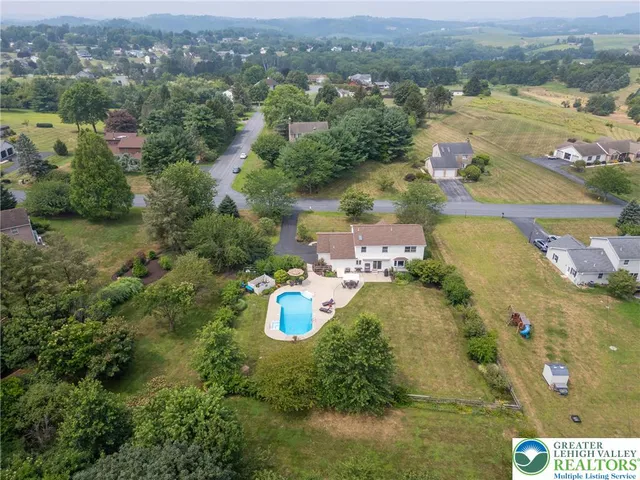 an aerial view of a house