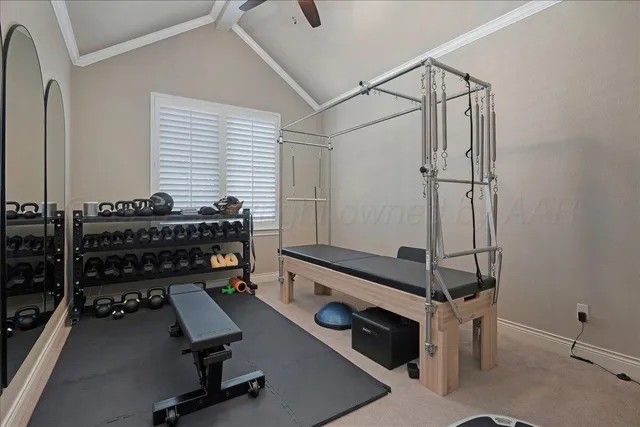 a room with gym equipment