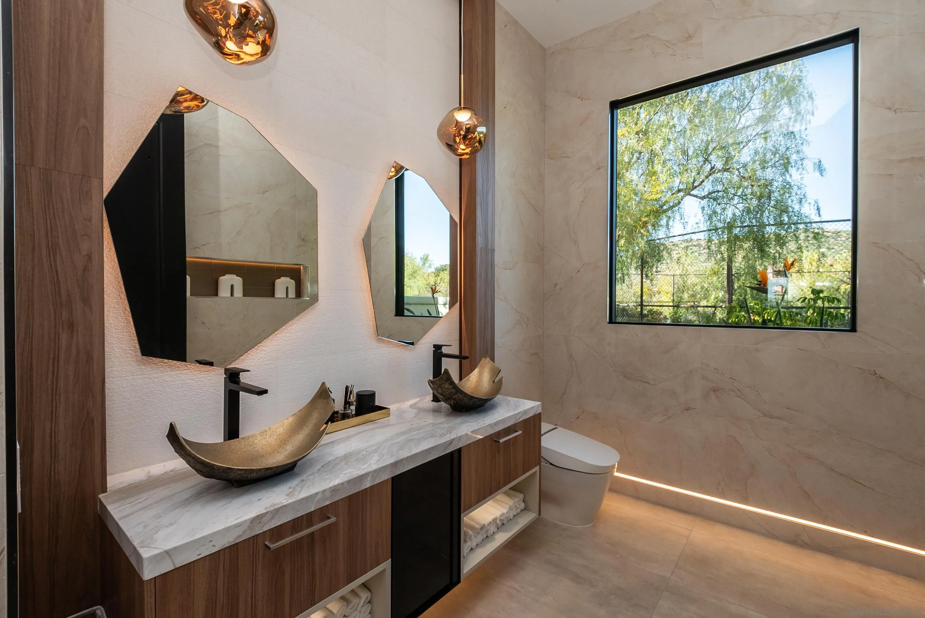 18650 Old Coach Way Poway, CA 92064 - Photo 22 of 63 a bathroom with a granite countertop sink and a mirror