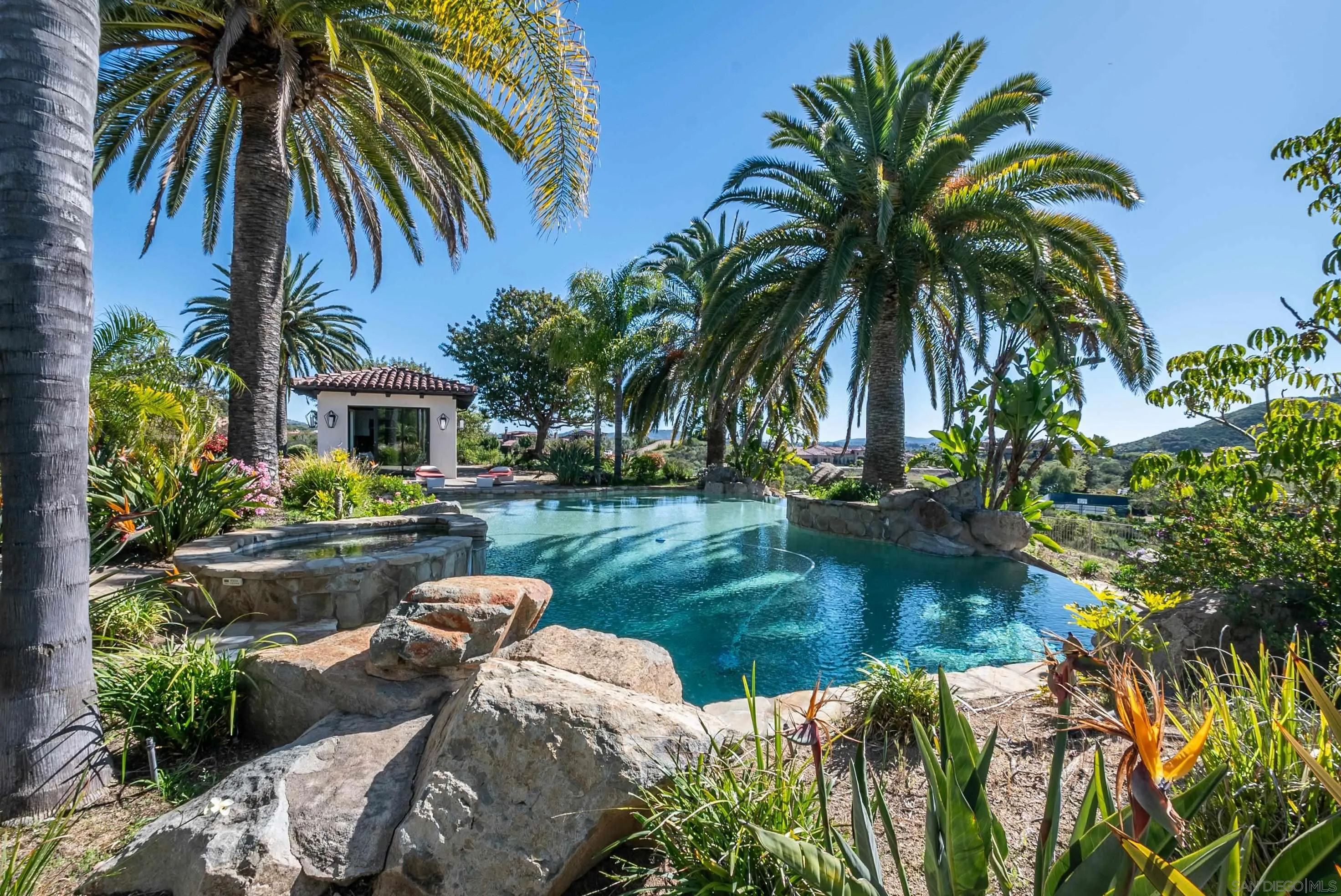 18650 Old Coach Way Poway, CA 92064 - Photo 53 of 63 a view of backyard of house with outdoor seating and green space