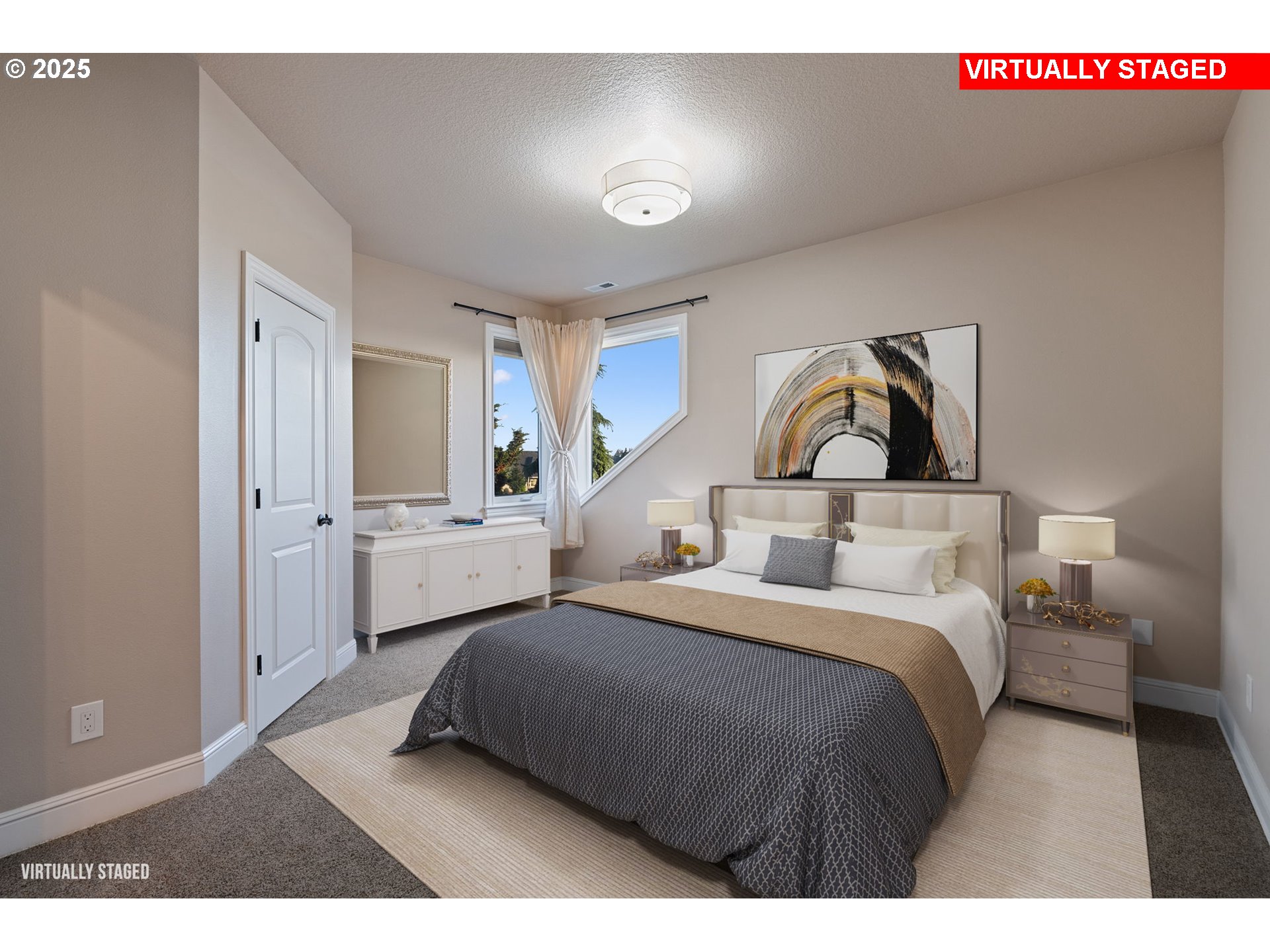 33302 Northwest 47th Court Ridgefield, WA 98642 - Photo 35 of 48 a bedroom with a bed and a view of living room