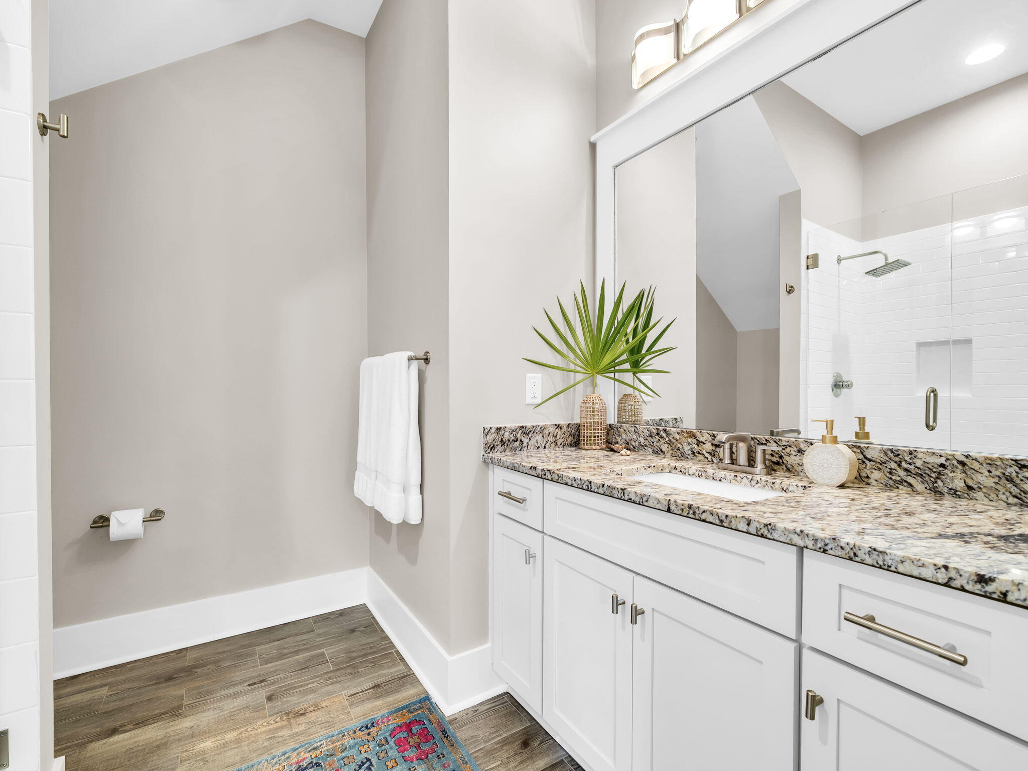 83 Cypress Walk Santa Rosa Beach, FL 32459 - Photo 15 of 77 a bathroom with a granite countertop sink and a mirror