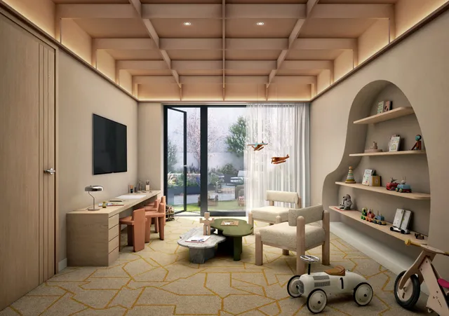 a living room with furniture