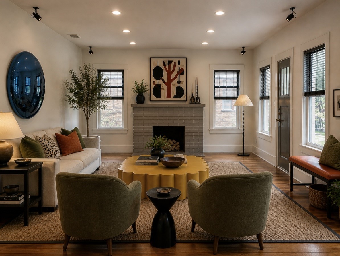 4530 Walker Street Houston, TX 77023 - Photo 1 of 17 a living room with furniture and a fireplace