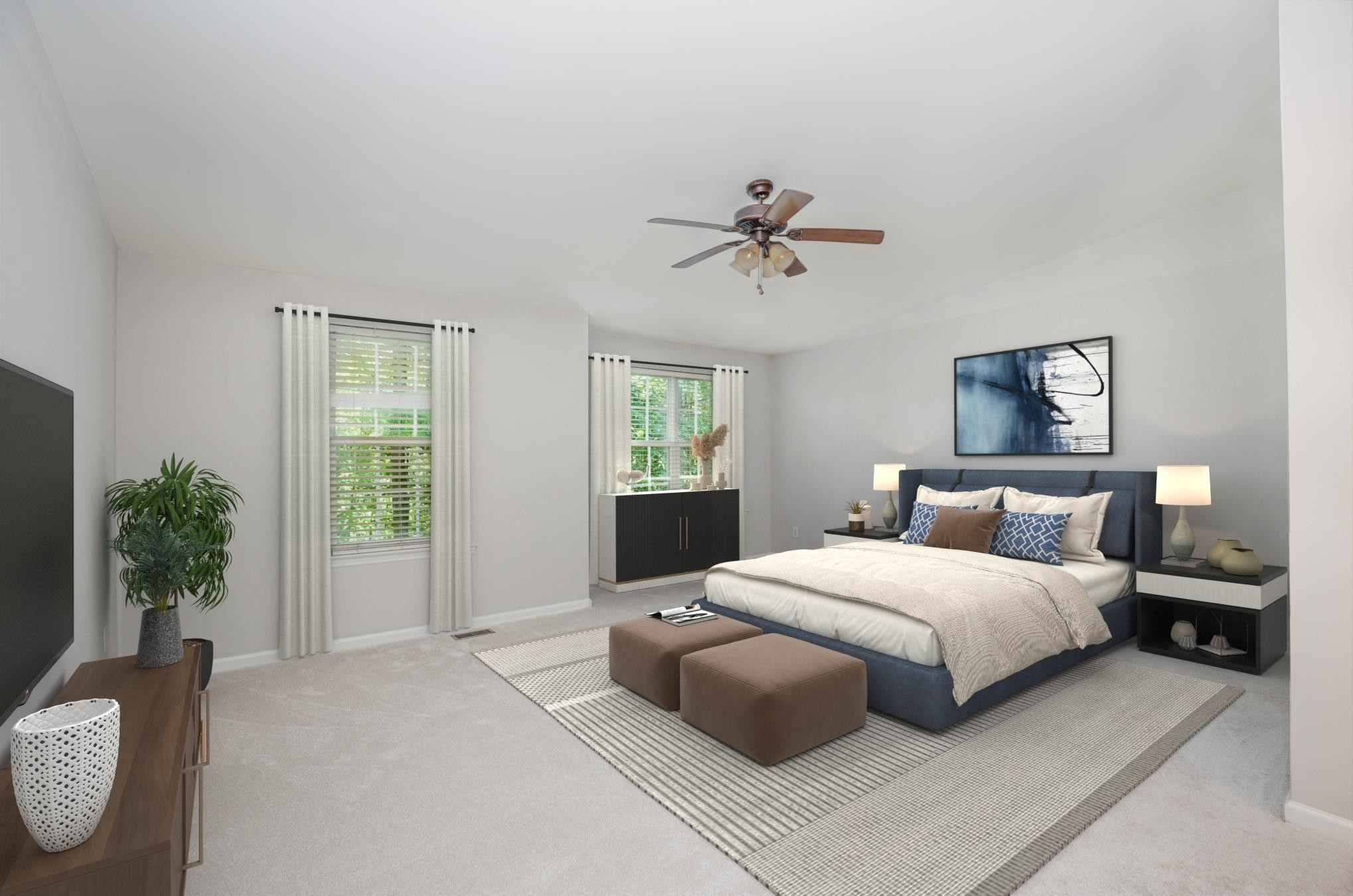 Virtually Staged Master Bedroom