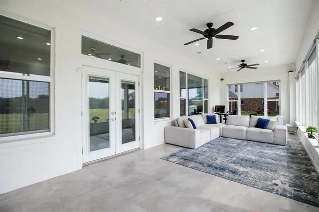 a view of a lake and a yard