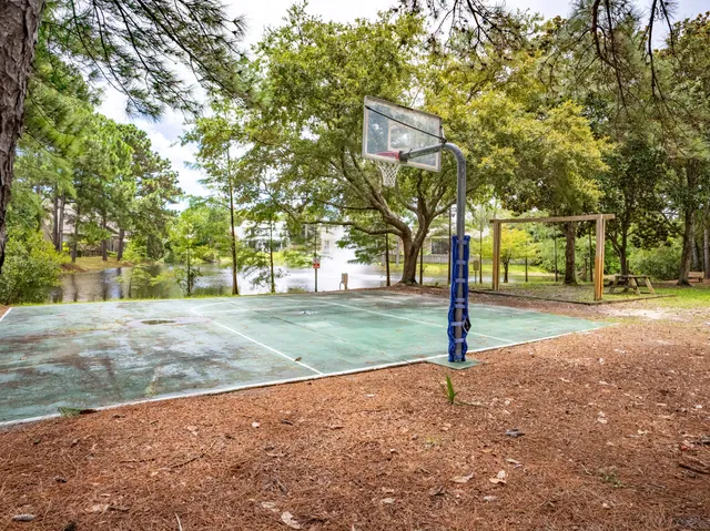 a view of a lake with a big yard