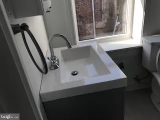 a sink with glass door