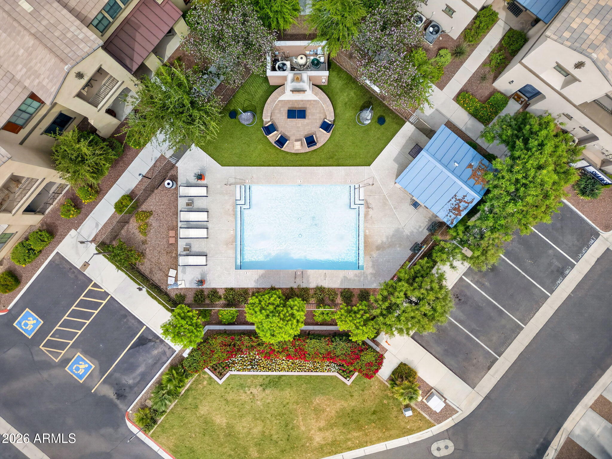 3900 East Baseline Road, Unit 149 Phoenix, AZ 85042 - Photo 53 of 54 an aerial view of a house with garden space and swimming pool