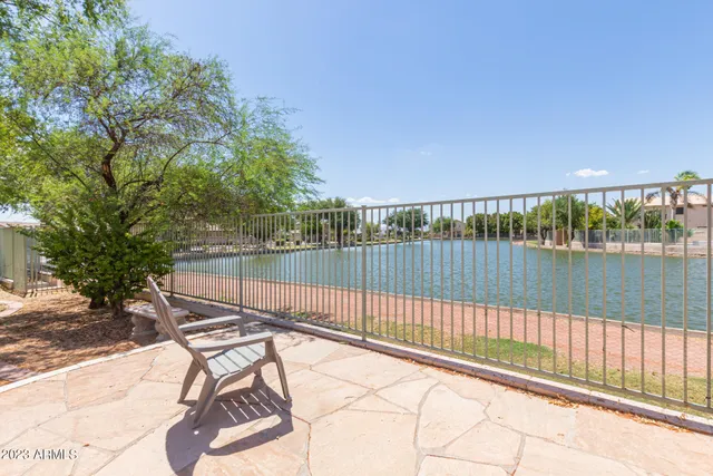 a view of a balcony and lake