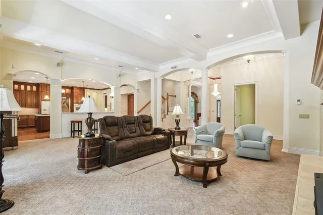 a view of a living room and a window