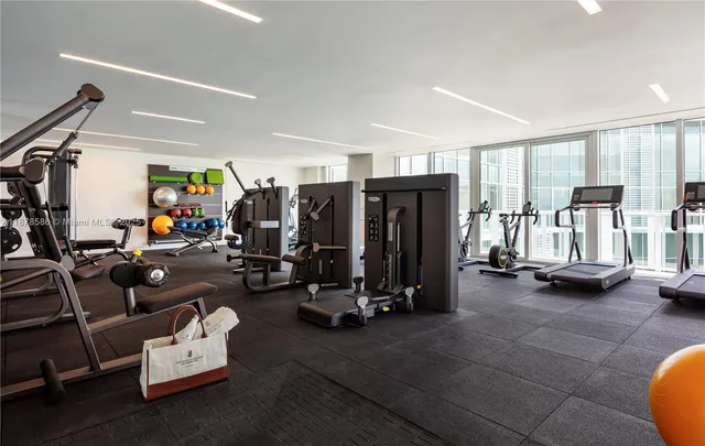 a room with gym equipment