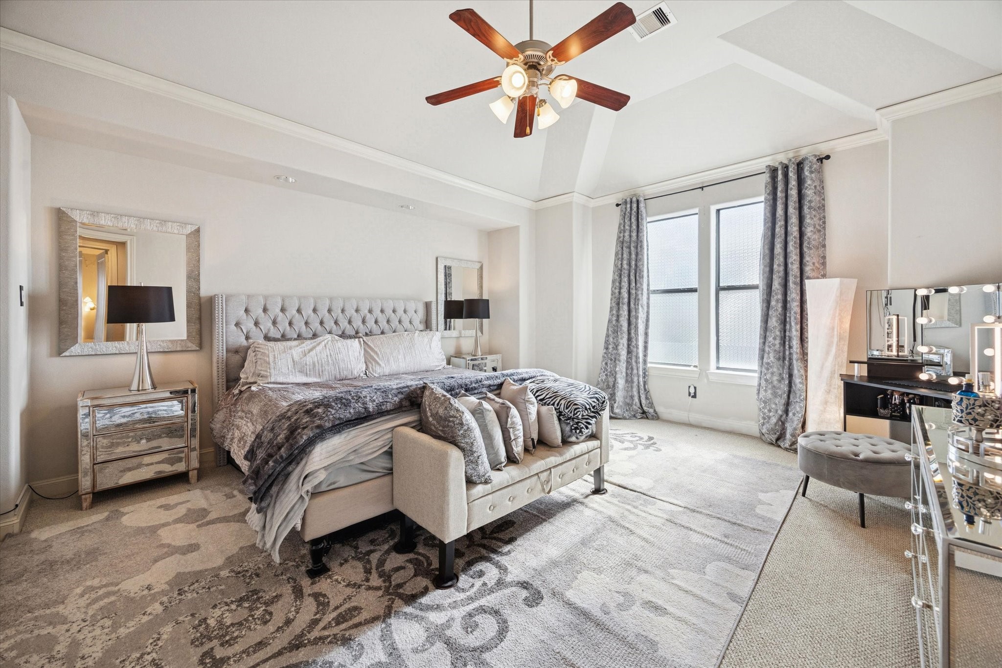 5820 Darling Street Houston, TX 77007 - Photo 6 of 24 a bedroom with a large bed couch and a window