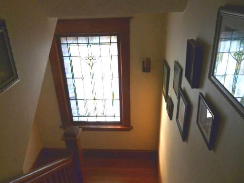 84 Northumberland Road Pittsfield, MA 01201 - Photo 3 of 12 Staircase showing stained glass window