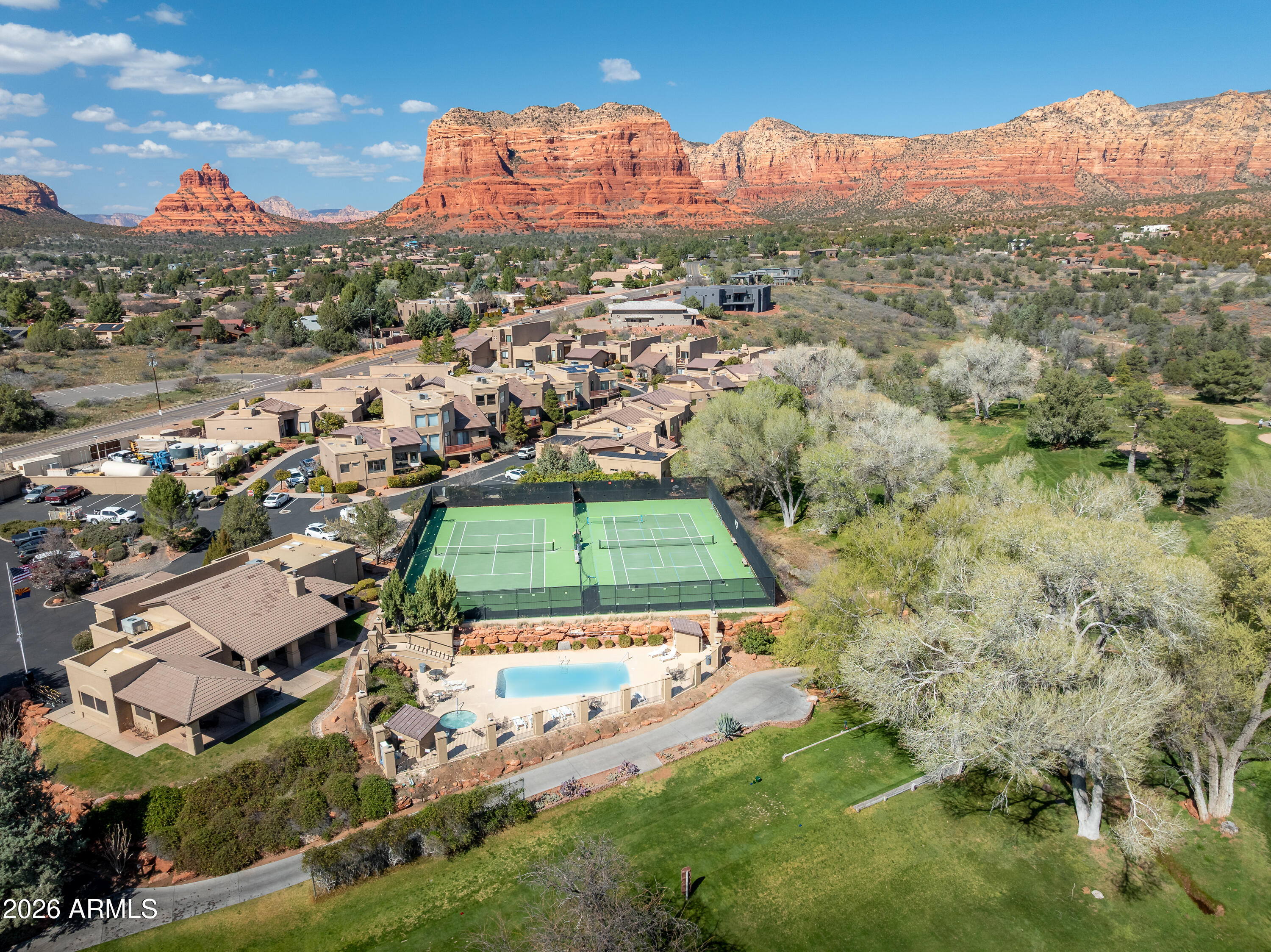 56 Red River Road Sedona, AZ 86351 - Photo 44 of 48 an aerial view of a house with a garden