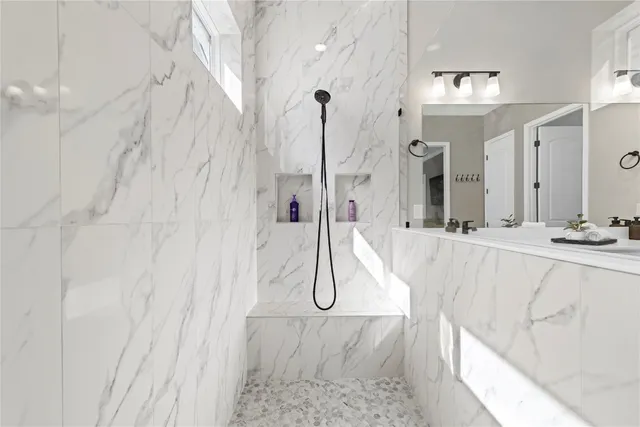 front view of a house with a patio