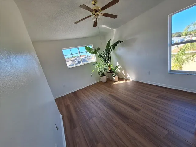 a view of a park with slide