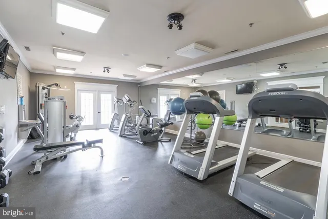 a view of a room with gym equipment
