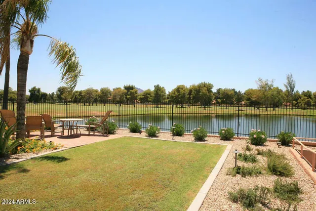 a view of a lake with houses