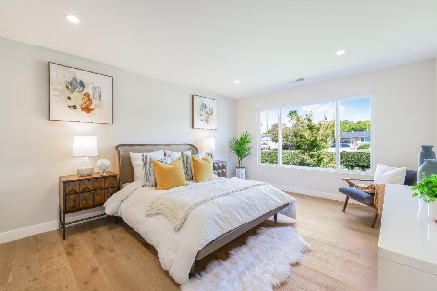 1120 Springfield Drive Campbell, CA 95008 - Photo 14 of 48 a bedroom with a bed lamp and a large window