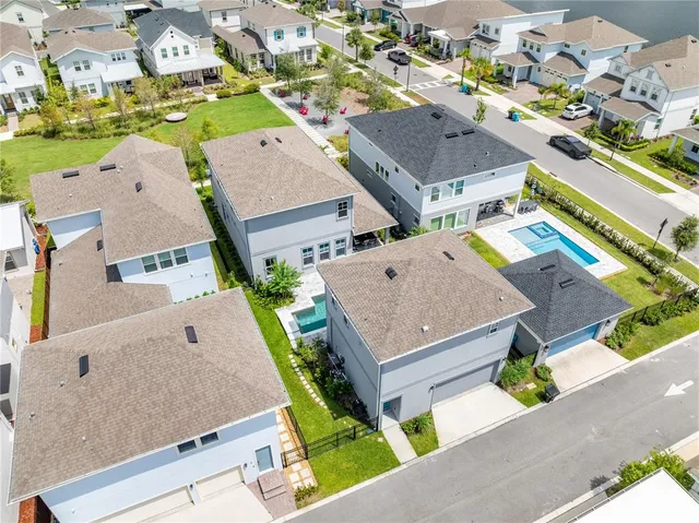 a view of a city with an outdoor space