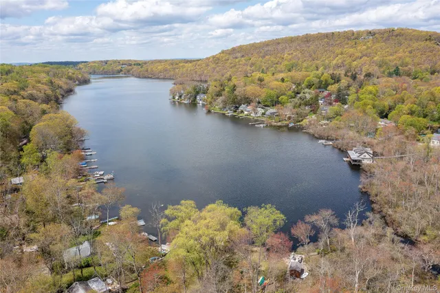 a view of lake with mountain