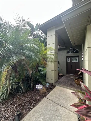 a view of a backyard of the house