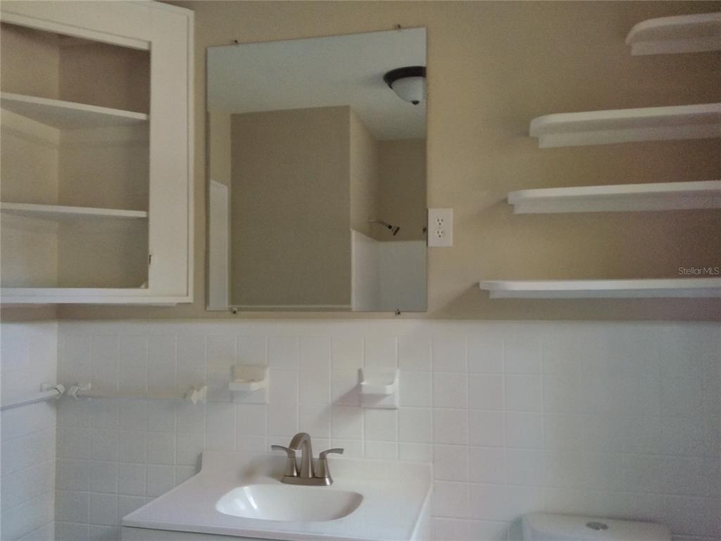 487 Rylane Street De Leon Springs, FL 32130 - Photo 22 of 40 a bathroom with a sink and a mirror