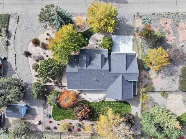 an aerial view of a house