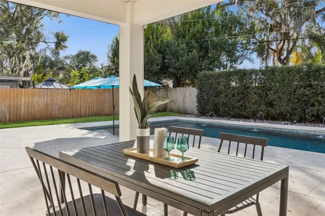 a view of swimming pool with a patio
