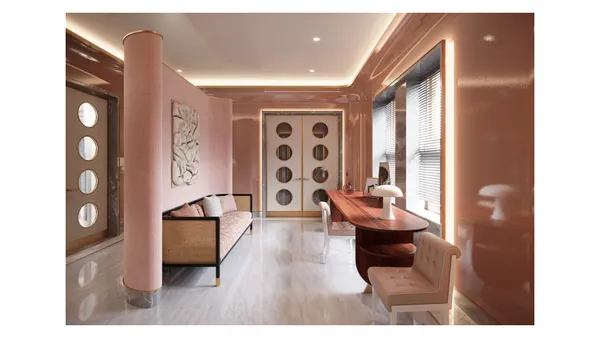 a picture of a bench in front of a building