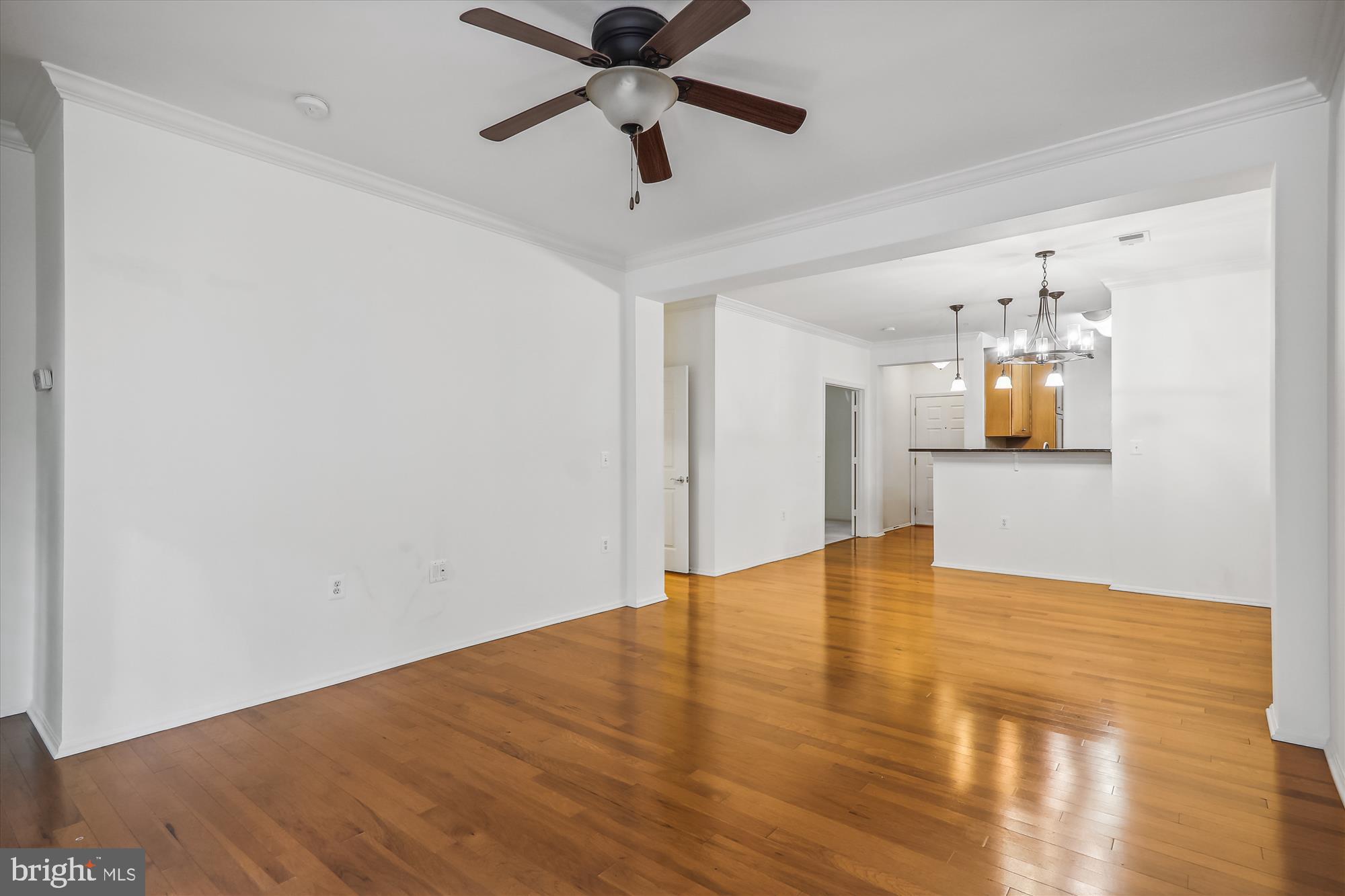 11800 Old Georgetown Road, Unit 1424 Rockville, MD 20852 - Photo 10 of 34 a view of a big room with wooden floor a ceiling fan and windows