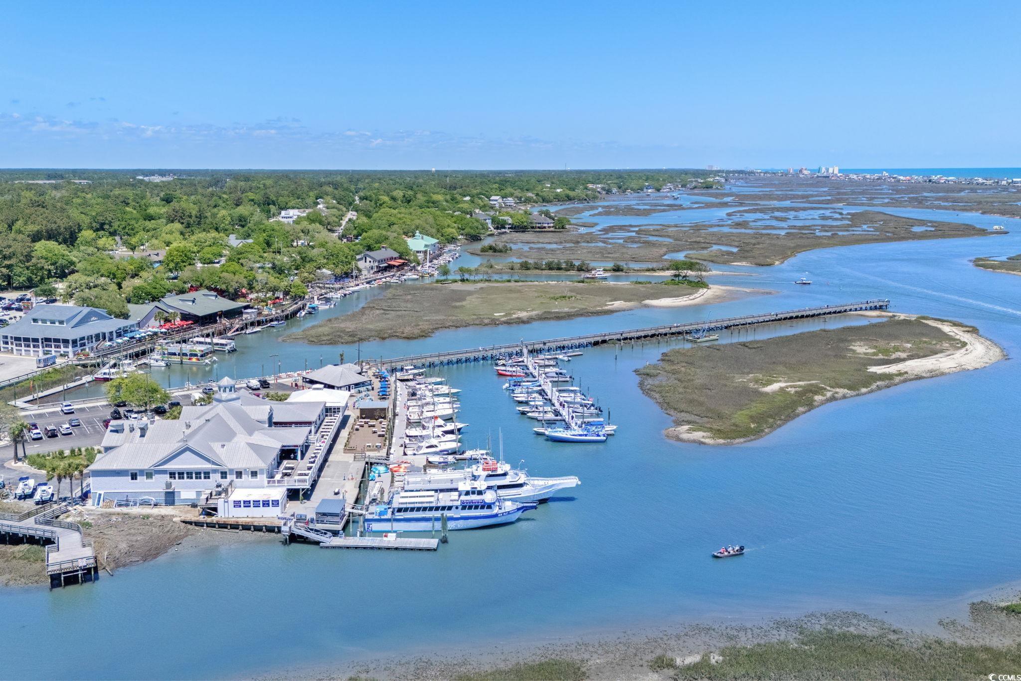 8069 Resin Road Murrells Inlet, SC 29576 - Photo 35 of 40 Bird's eye view of a large body of water and a marina