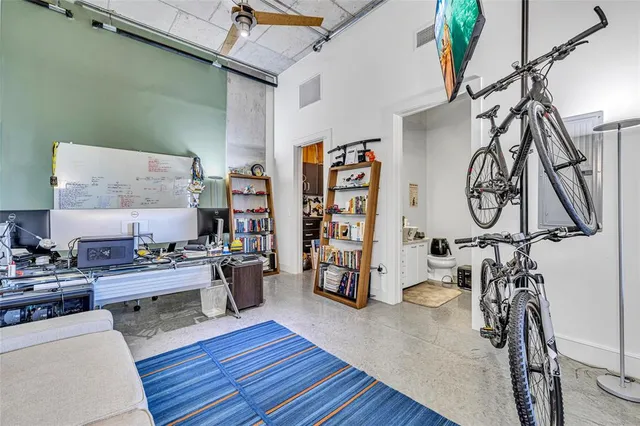 a city view with tall buildings