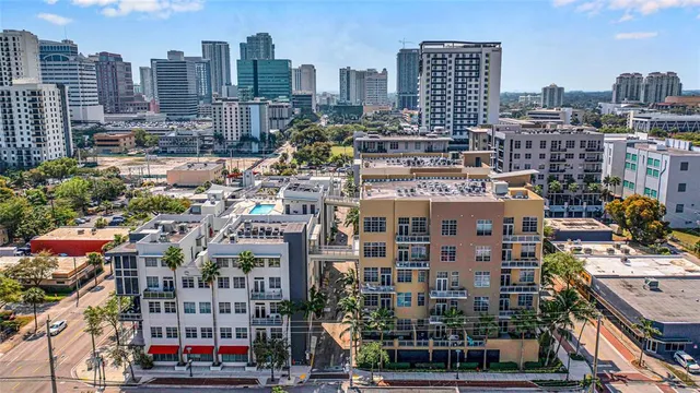 an aerial view of a city