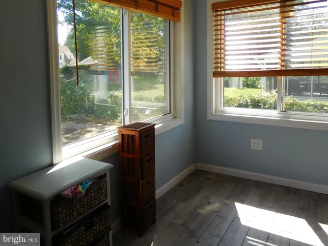 a living room with a large window