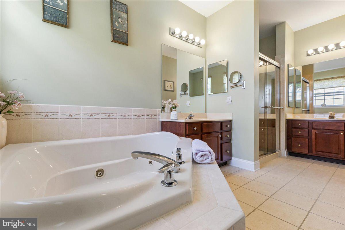 10 Fitzgerald Lane Columbus, NJ 08022 - Photo 15 of 33 a bathroom with a tub a sink double vanity and a mirror