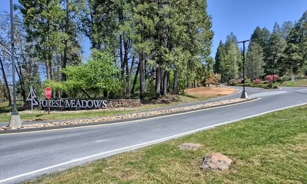a view of a pool with a yard