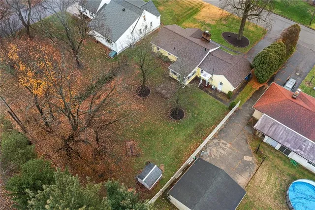 an aerial view of a house