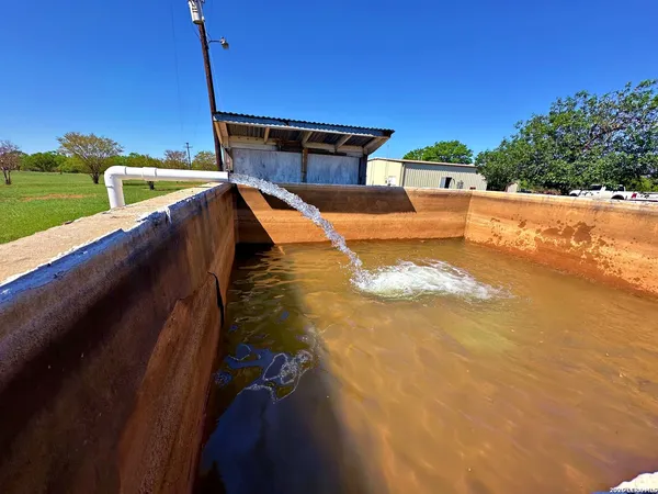 a view of a swimming pool with a yard