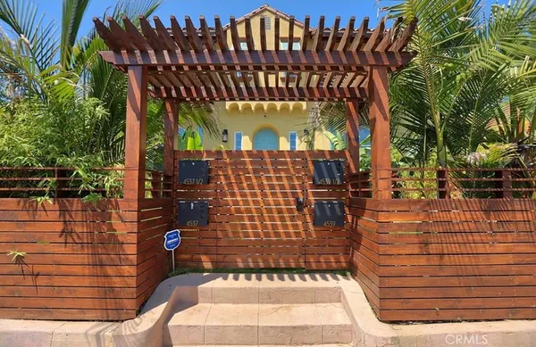 a view of a bench with wooden floor