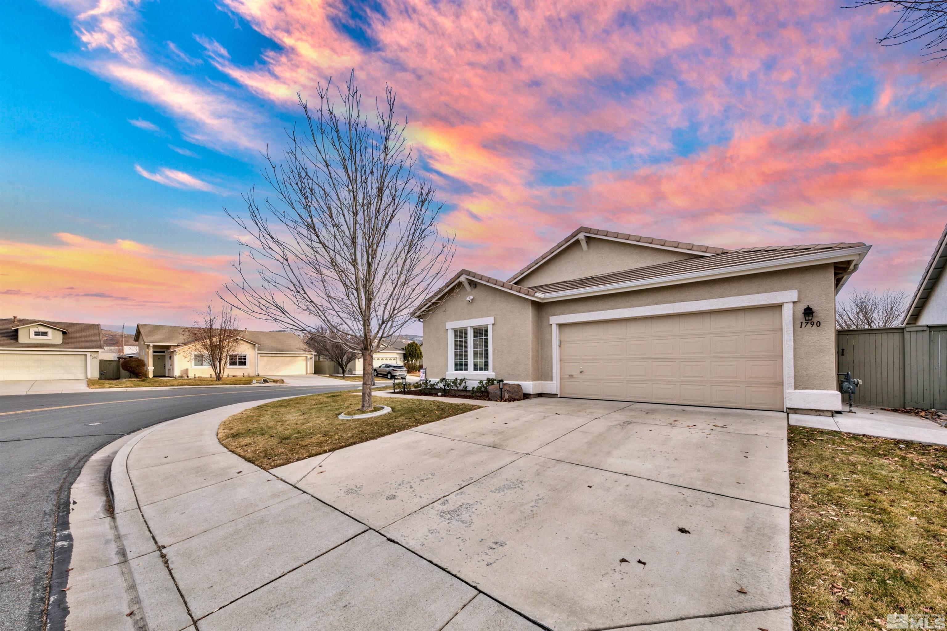 1790 River Gorge Drive Reno, NV 89521 - Photo 2 of 28 a front view of a house with a yard and garage